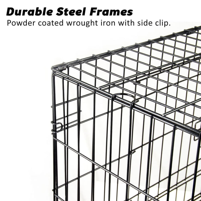 Wire Dog Cage Foldable Crate Kennel 42in with Tray