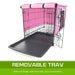 Wire Dog Cage Foldable Crate Kennel 42in with Tray + Pink