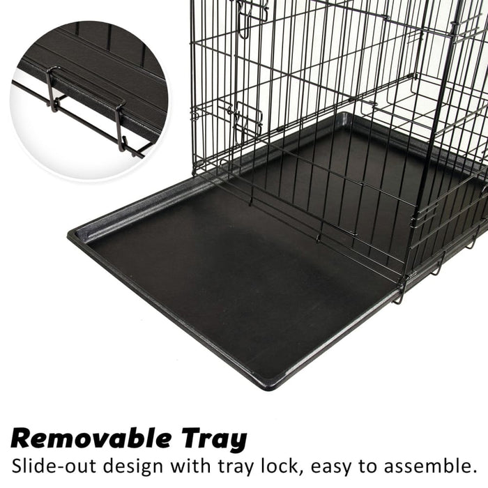 Wire Dog Cage Foldable Crate Kennel 48in with Tray