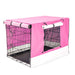 Wire Dog Cage Foldable Crate Kennel 48in with Tray + Pink