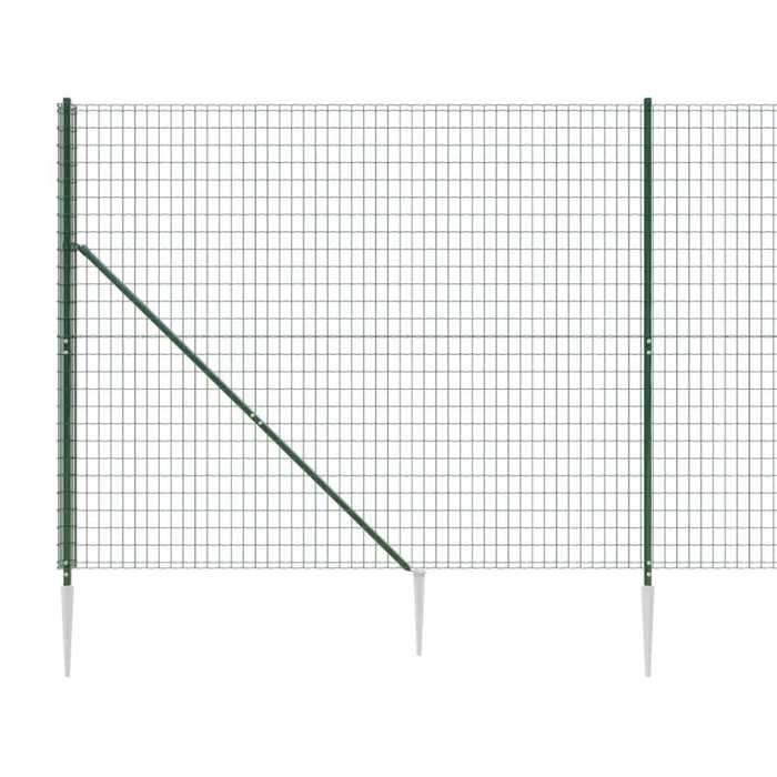 Wire Mesh Fence with Spike Anchors Green 1.4x25 m Opaobi