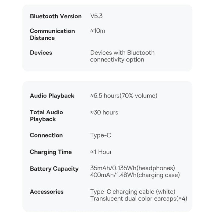 Wireless Tws Bluetooth 5.3 Headphones 30 Hours Long Battery