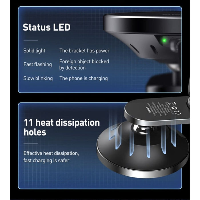 Wireless Magnetic Car Charging Phone Holder for Apple