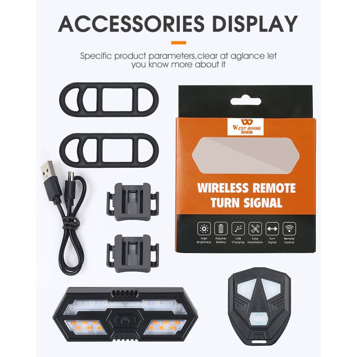 Wireless Remote Turn Led Taillight With 6 Modes