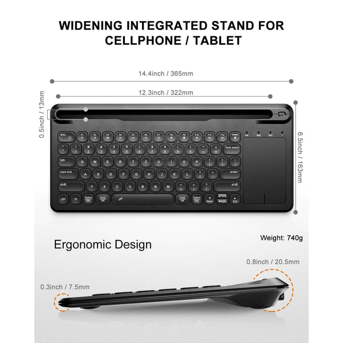 Wireless Touch Keyboard For Ipad/phone/tablet Rechargeable