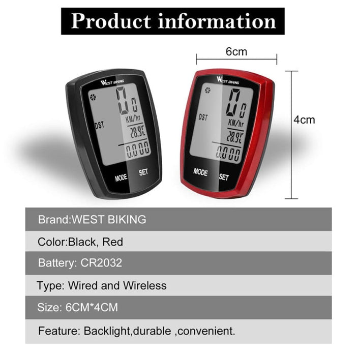Wireless Withired Waterproof Lcd Speedometer With Backlight