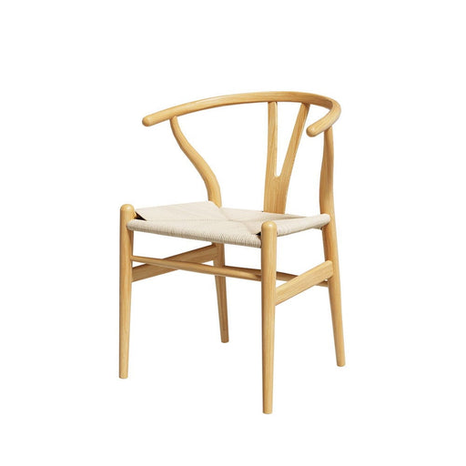 Wishbone Dining Chairs Ratter Seat Solid Wood Frame Cafe