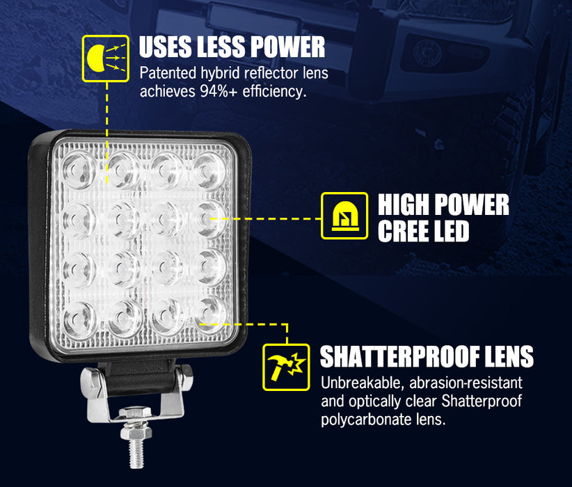 4Inch Osram Square Led Work Lights Flood Reverse Fog Ute Truck 12V 24V