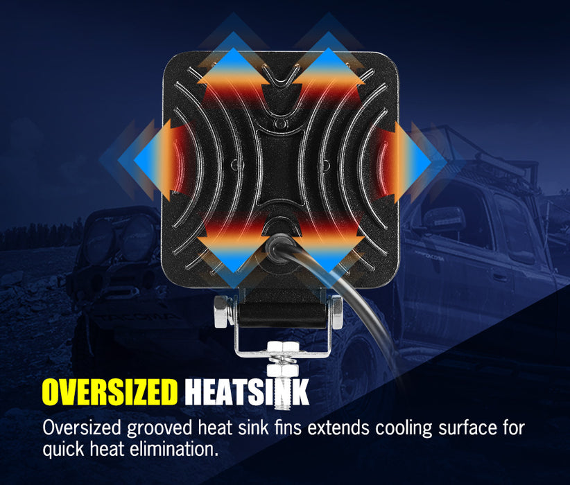 2X 4Inch 80W Square Led Work Lights Bar Spot Flood Reverse 4Wd Ute Truck