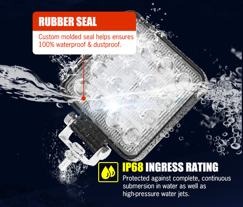4X 4Inch Led Work Light Square Flood Lamp Offroad 4X4 Reverse