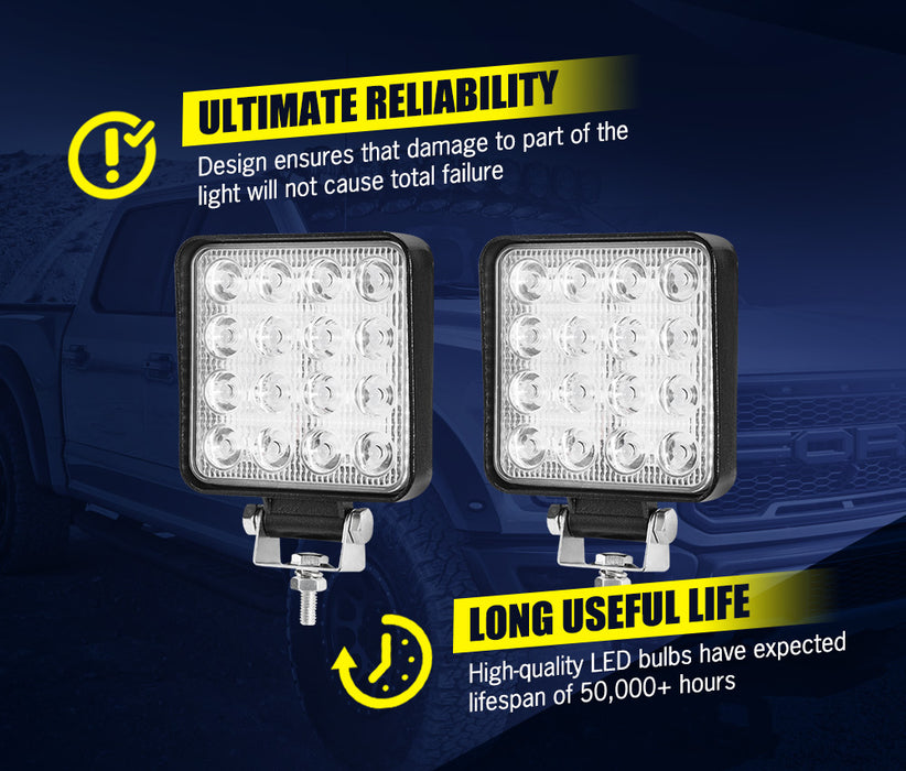 20Pcs 4Inch Led Work Driving Light Flood Square Fog Lamp Reverse Offroad 4Wd