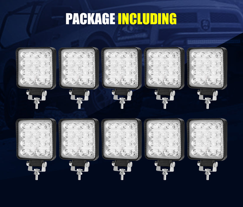 10X 4Inch Led Light Bar Flood Driving Work Lamp Offroad 4Wd Reverse
