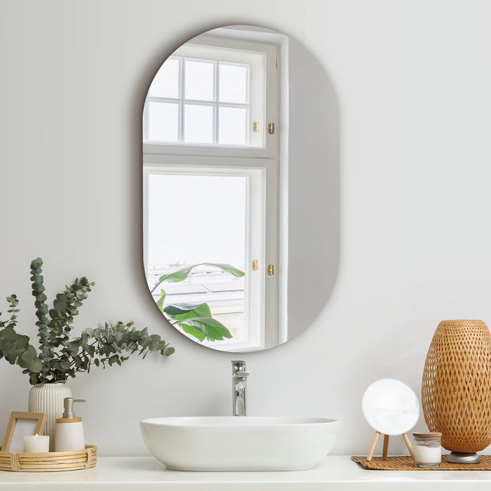 Wall Mirrors Oval Makeup Mirror Bathroom Frameless 84X50Cm