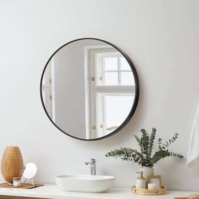 Wall Mirrors Round Makeup Mirror Vanity Home Decor 50Cm Black Bedroom