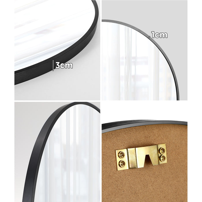 Wall Mirrors Round Makeup Mirror Vanity Home Decor 50Cm Black Bedroom