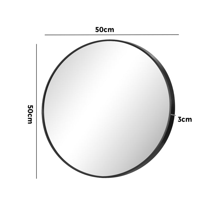 Wall Mirrors Round Makeup Mirror Vanity Home Decor 50Cm Black Bedroom
