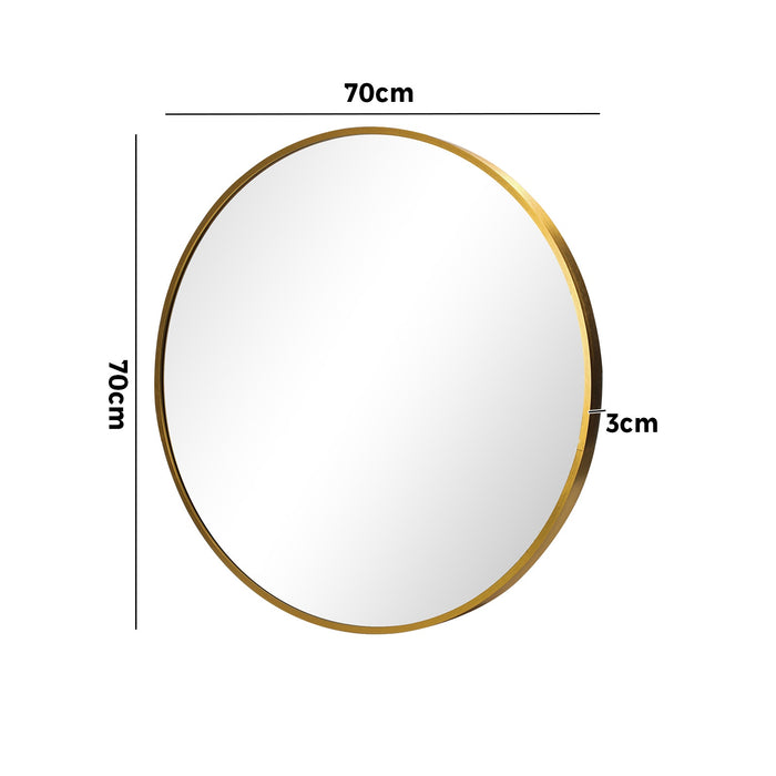 Wall Mirrors Round 70Cm Makeup Mirror Vanity Home Decor Gold Bedroom