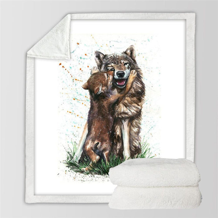 Wolf Sherpa Blanket Animal Wolves Custom Forest 3d Printed