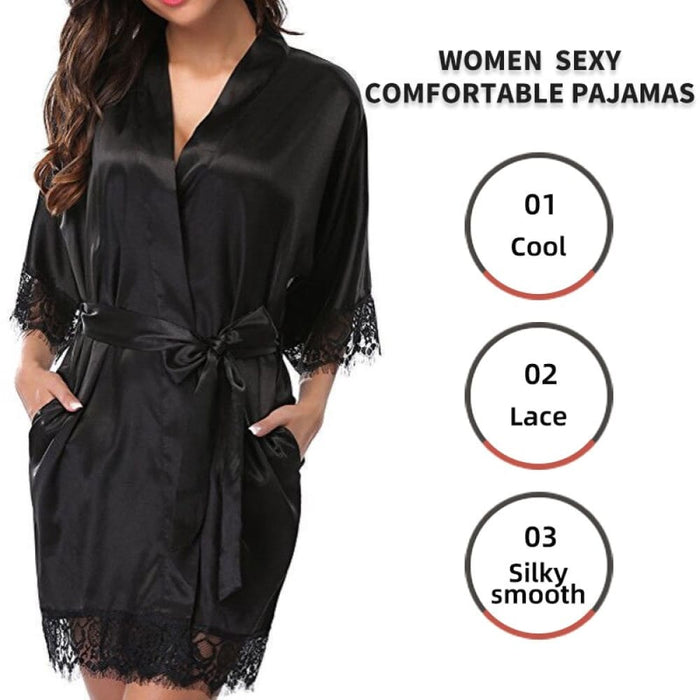 Women Ice Silk Pajamas Robes Sleepwear Nightgowns