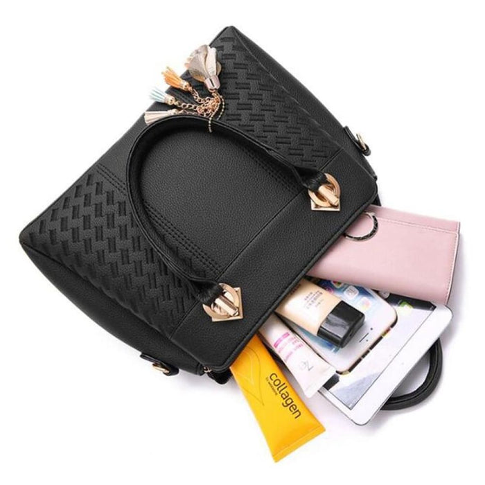 Women Tassel Leather Embroidery Crossbody Shoulder Bag