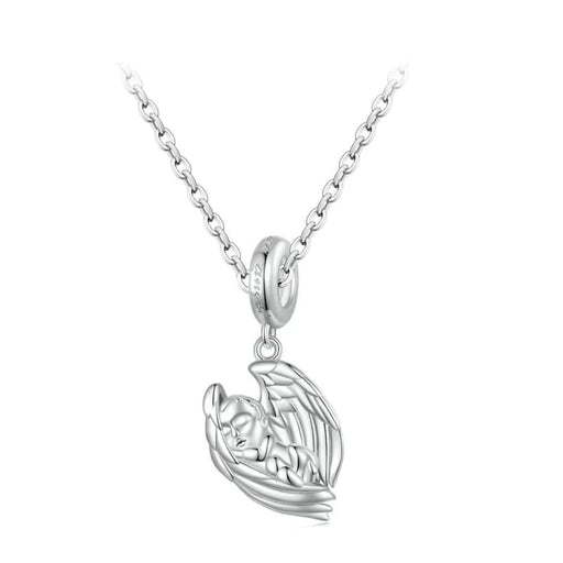 Womens 925 Sterling Silver Angel Baby Pendant Necklace