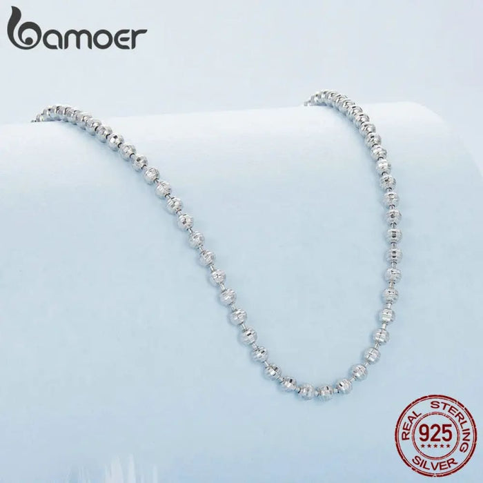 Womens 925 Sterling Silver Bead Ball Chain Necklace Solid
