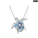 Womens 925 Sterling Silver Blue Spinel Sea Turtle Pendant