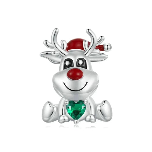 Womens 925 Sterling Silver Elk Charms Christmas Deer Beads