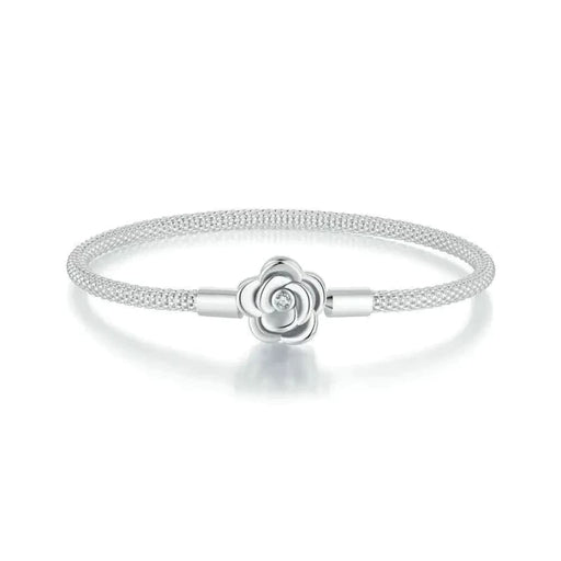 Womens 925 Sterling Silver Classic Basic Bracelet Rose