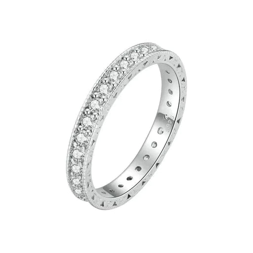 Womens 925 Sterling Silver Classic Zircon Engagement Band