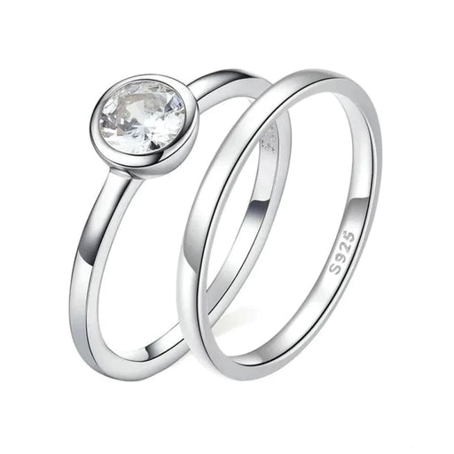 Womens 925 Sterling Silver Clear Cz Finger Ring Minimalist