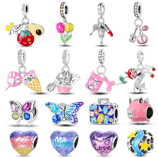 Womens 925 Sterling Silver Colourful Butterfly Travel