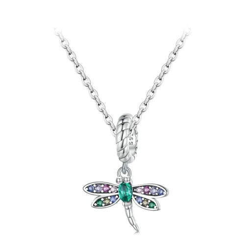 Womens 925 Sterling Silver Colourful Zircon Dragonfly