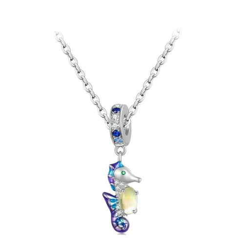 Womens 925 Sterling Silver Dazzling Seahorse Pendant