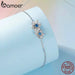 Womens 925 Sterling Silver Delicate Flower Bracelet Blue