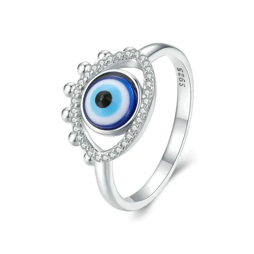 Womens 925 Sterling Silver Demon’s Eye Ring Lucky Evil