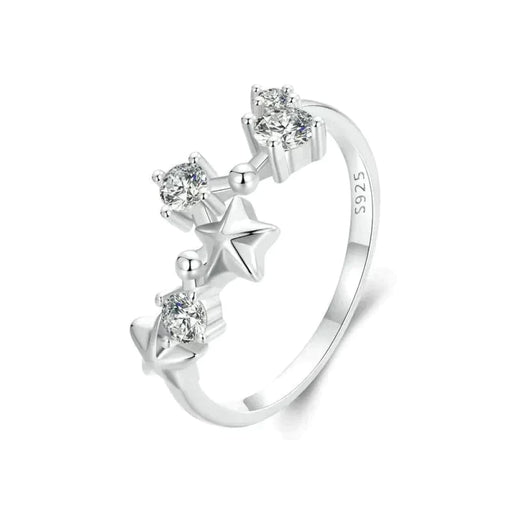 Womens 925 Sterling Silver The Big Dipper Zircon Ring White