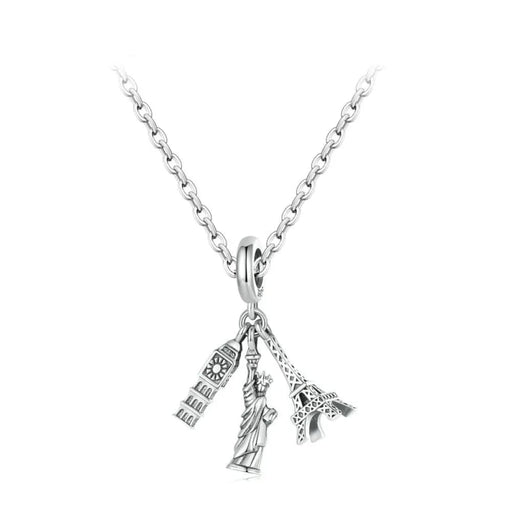Womens 925 Sterling Silver Eiffel Tower Pendant Necklace