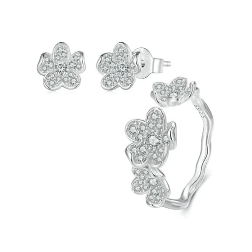 Womens 925 Sterling Silver Exquisite Flower Series To Ring