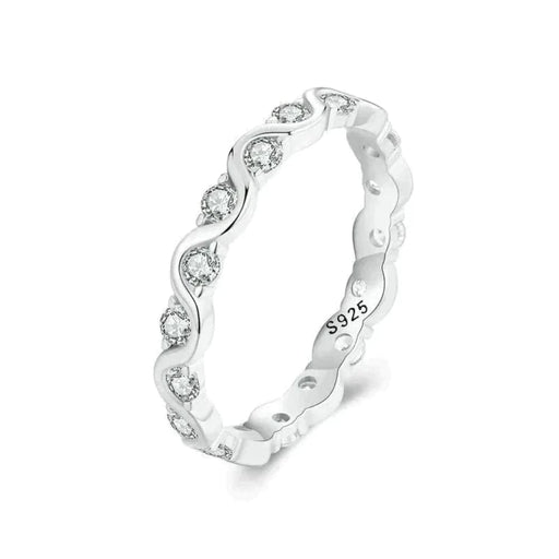 Womens 925 Sterling Silver Fashion Finger Ring Cubic