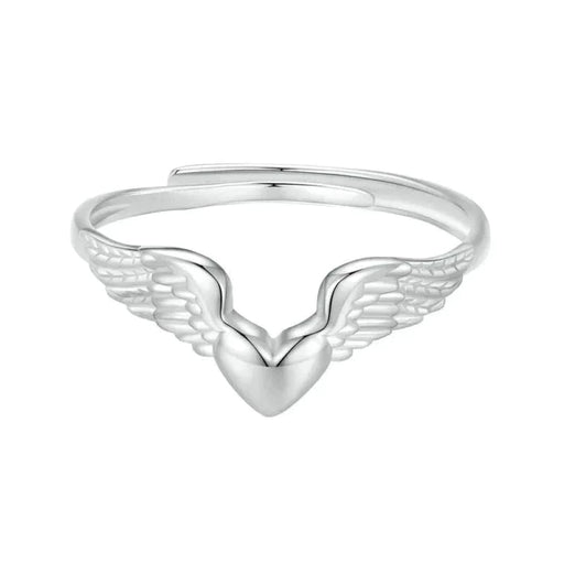 Womens 925 Sterling Silver Feather Angel Wings Adjustable