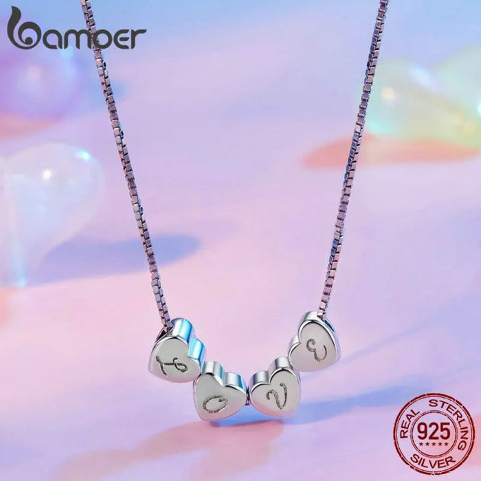 Womens 925 Sterling Silver Heart Initial Necklaces - 14k
