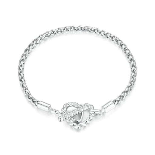 Womens 925 Sterling Silver Heart - shaped Buckle Basic