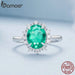 Womens 925 Sterling Silver Luxury Light Green Ring