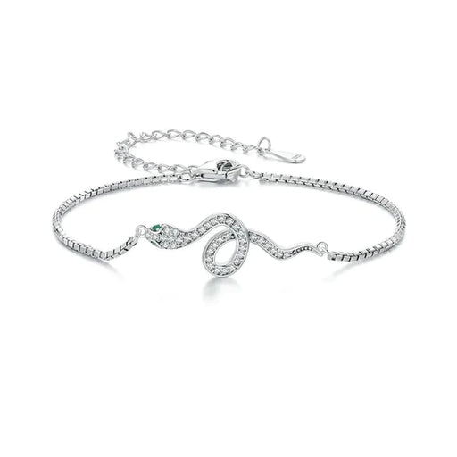 Womens 925 Sterling Silver Luxury Spirit Snake Bracelet