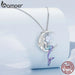 Womens 925 Sterling Silver Mermaid Pendant Necklace Moon