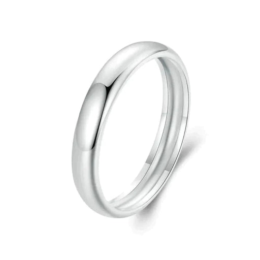 Womens 925 Sterling Silver Minimalist Metallic Luster Ring