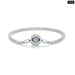 Womens 925 Sterling Silver Platinum Plated Blue Zircon
