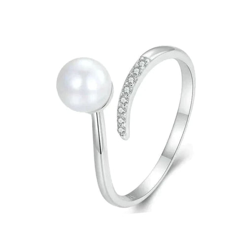 Womens 925 Sterling Silver Quality Shell Pearl Opening Ring