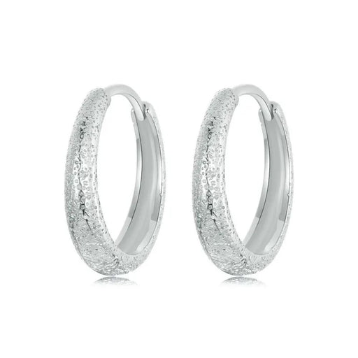 Womens 925 Sterling Silver Simple Crater Texture Ear